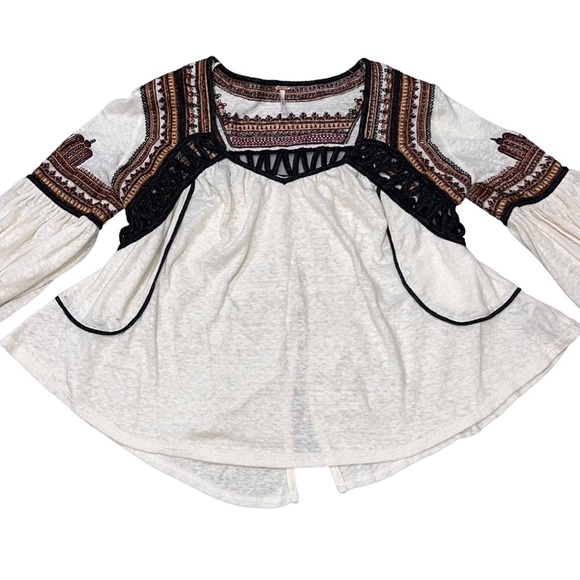 Free People Snow Kisses Cream Embroidered Top - Picture 6 of 12